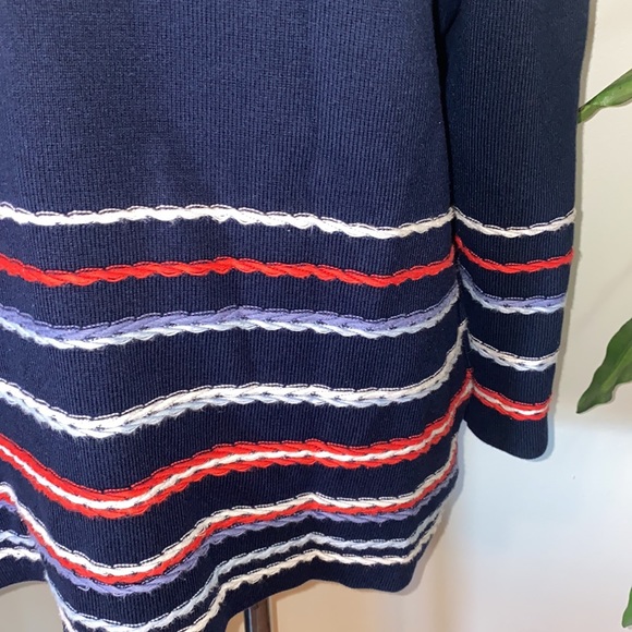 Karl Lagerfeld Blue Striped Sweater L Red Paris - Picture 2 of 3